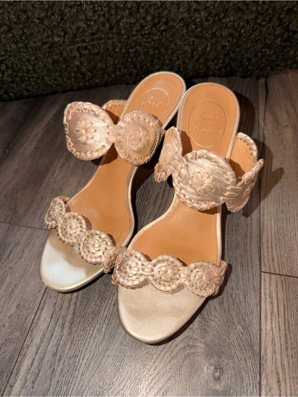 Jack Rogers Gold Wedge Sandals
